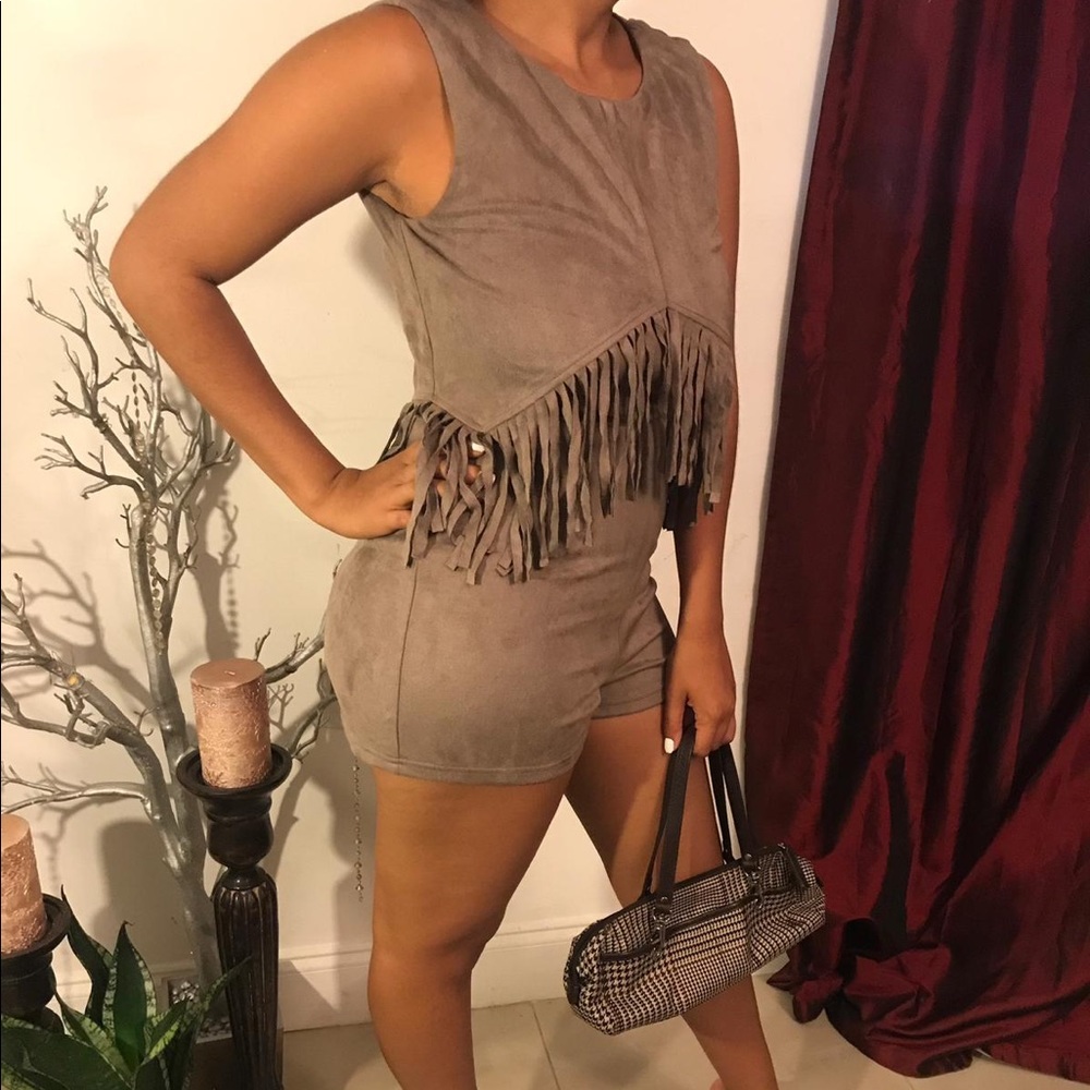 Short suede romper short jumpsuit
